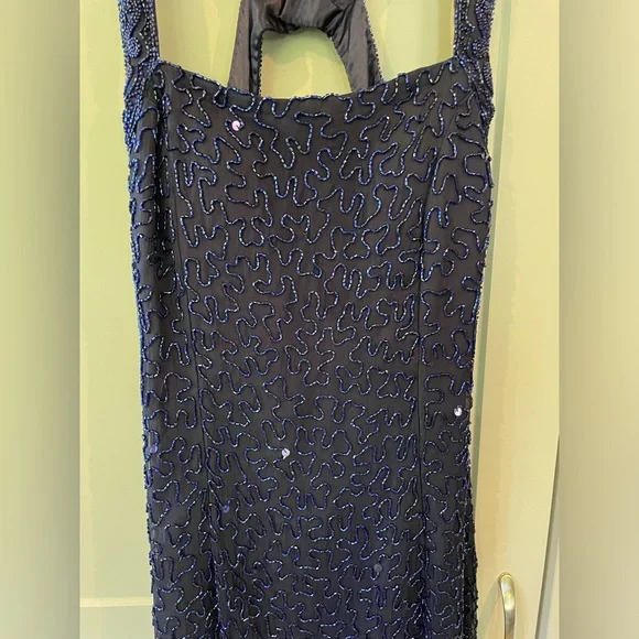 Scala navy blue beaded formal gown - Picture 3 of 16